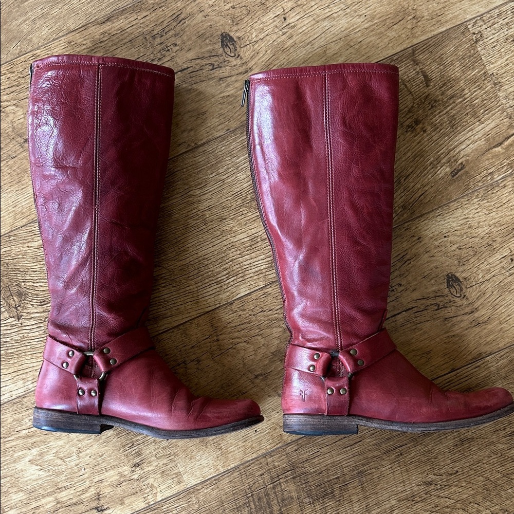 FRYE | Philip Harness Red / Merlot Tall Boots - Size 9